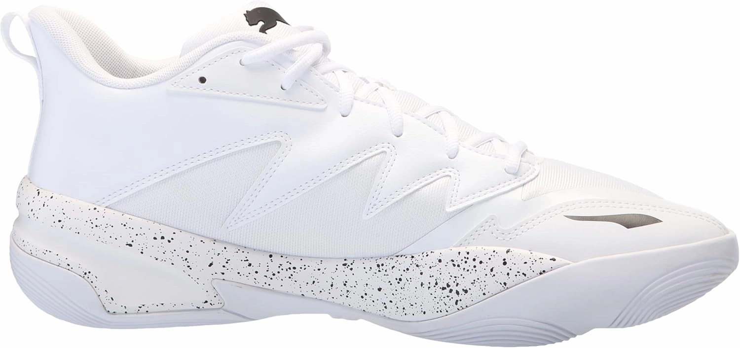 PUMA Men's Genetics Basketball Shoes, Black-for All Time Red, 14