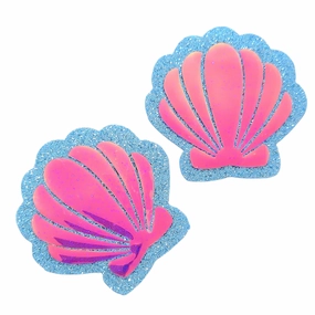Purple Holographic & Blue Glitter Mermaid Shell Nipple Pasties  Nipple Covers