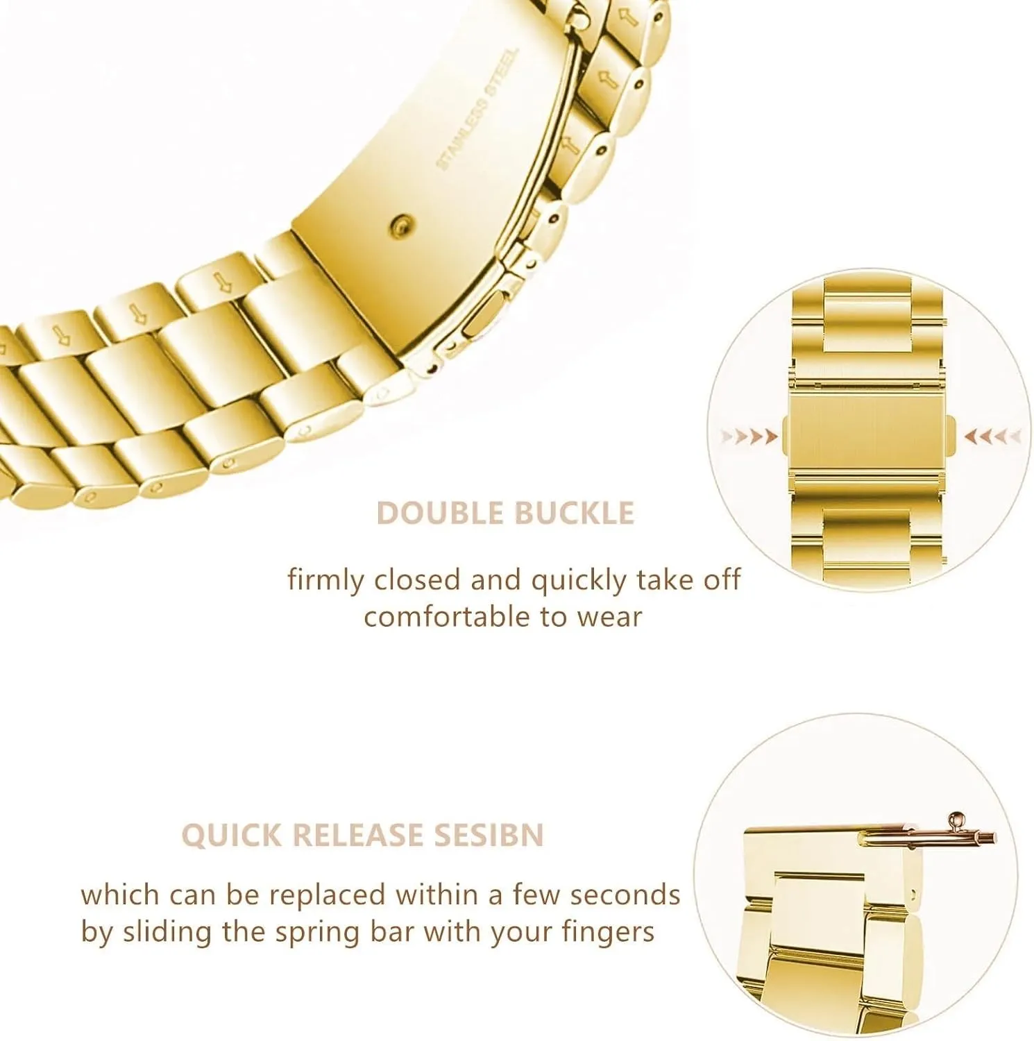 Quick Release Stainless Steel Watch Band Metal Matte brushed Watch Strap 18mm 20mm 22mm Smartwatch Replacement Band Men Women