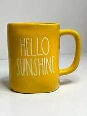 Rae Dunn by Magenta HELLO SUNSHINE yellow LL Coffee Mug