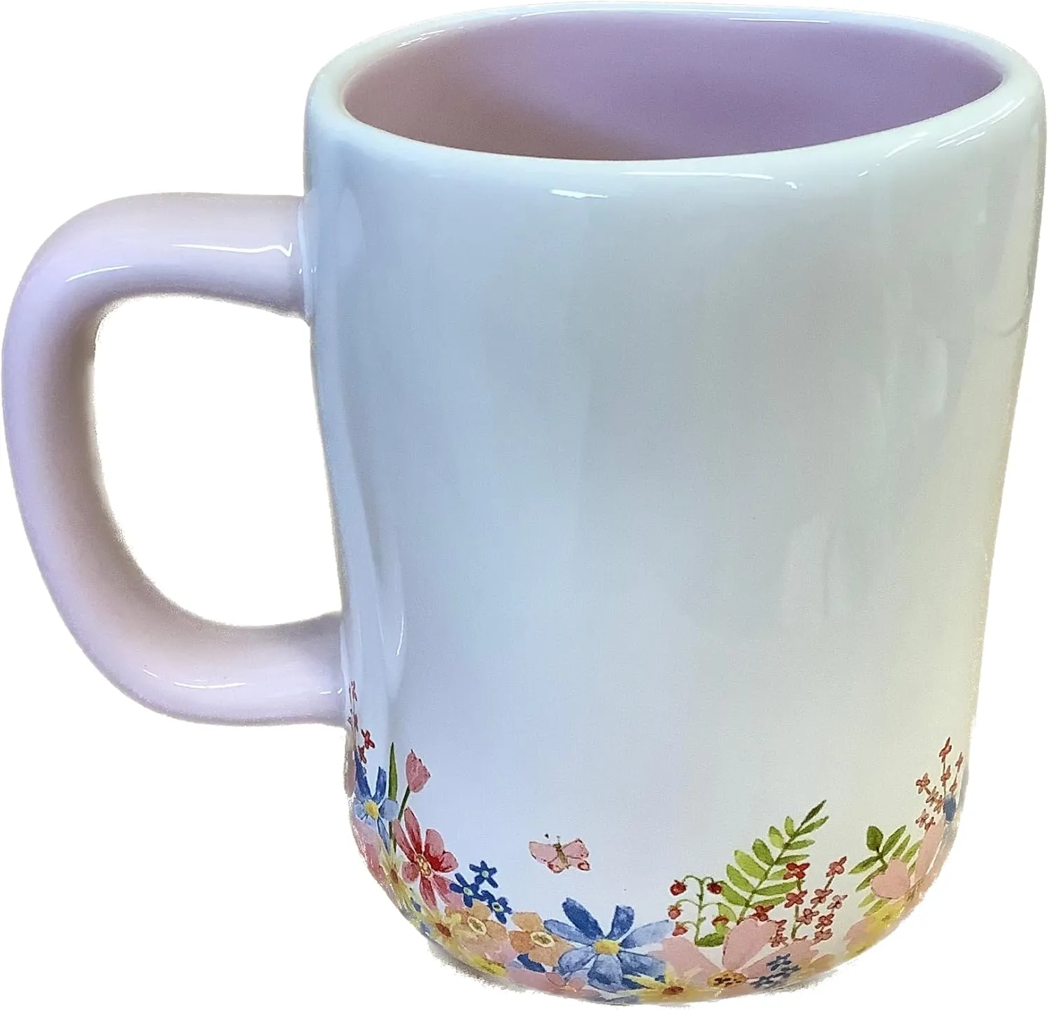 Rae Dunn Hello Sunshine Floral Coffee Mug with Light Pink Handle and Interior