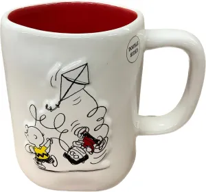 Rae Dunn x Peanuts Coffee Mug Everything Seems Fine - Kite Line Tangle, Red Interior