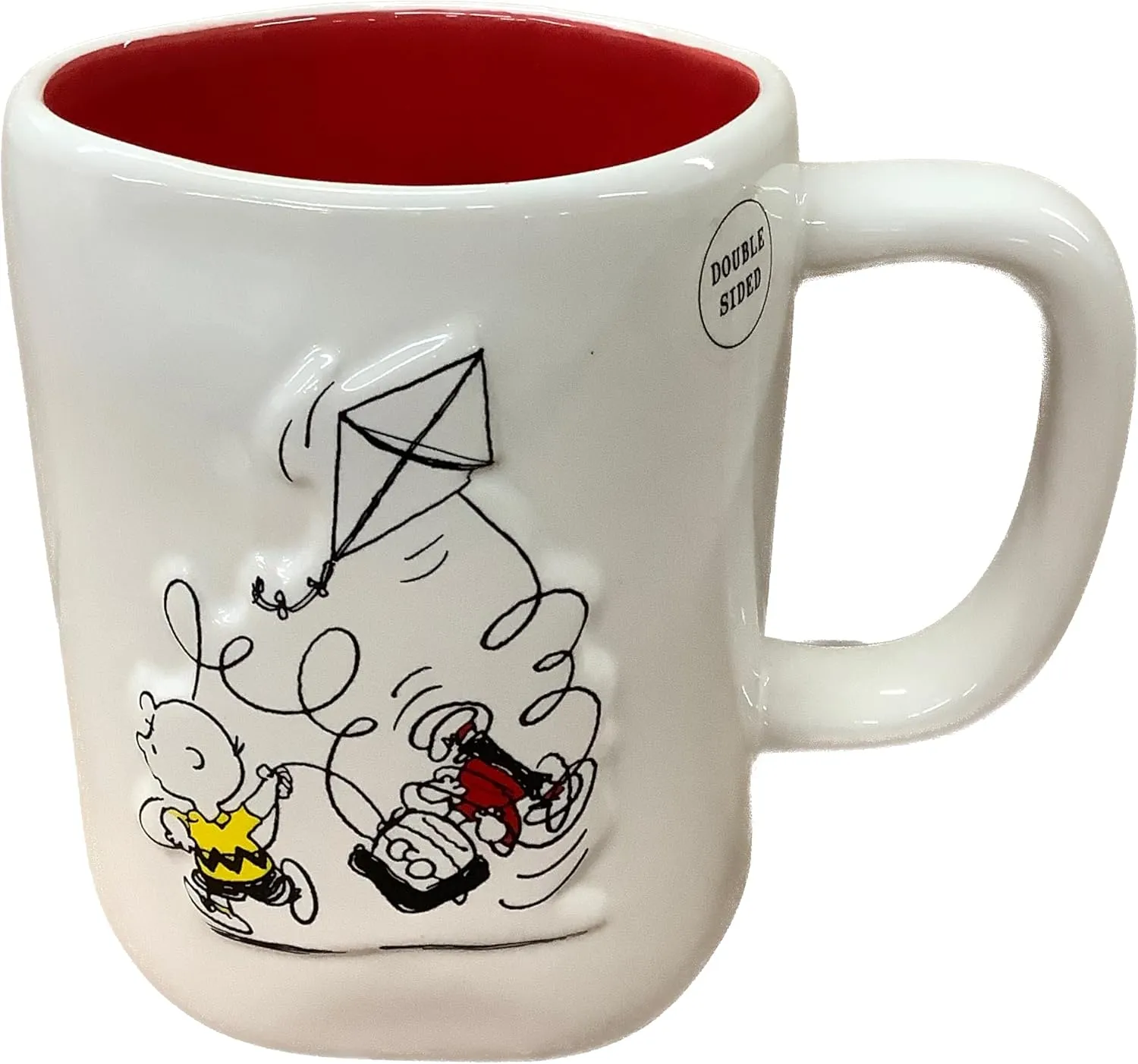 Rae Dunn x Peanuts Coffee Mug Everything Seems Fine - Kite Line Tangle, Red Interior