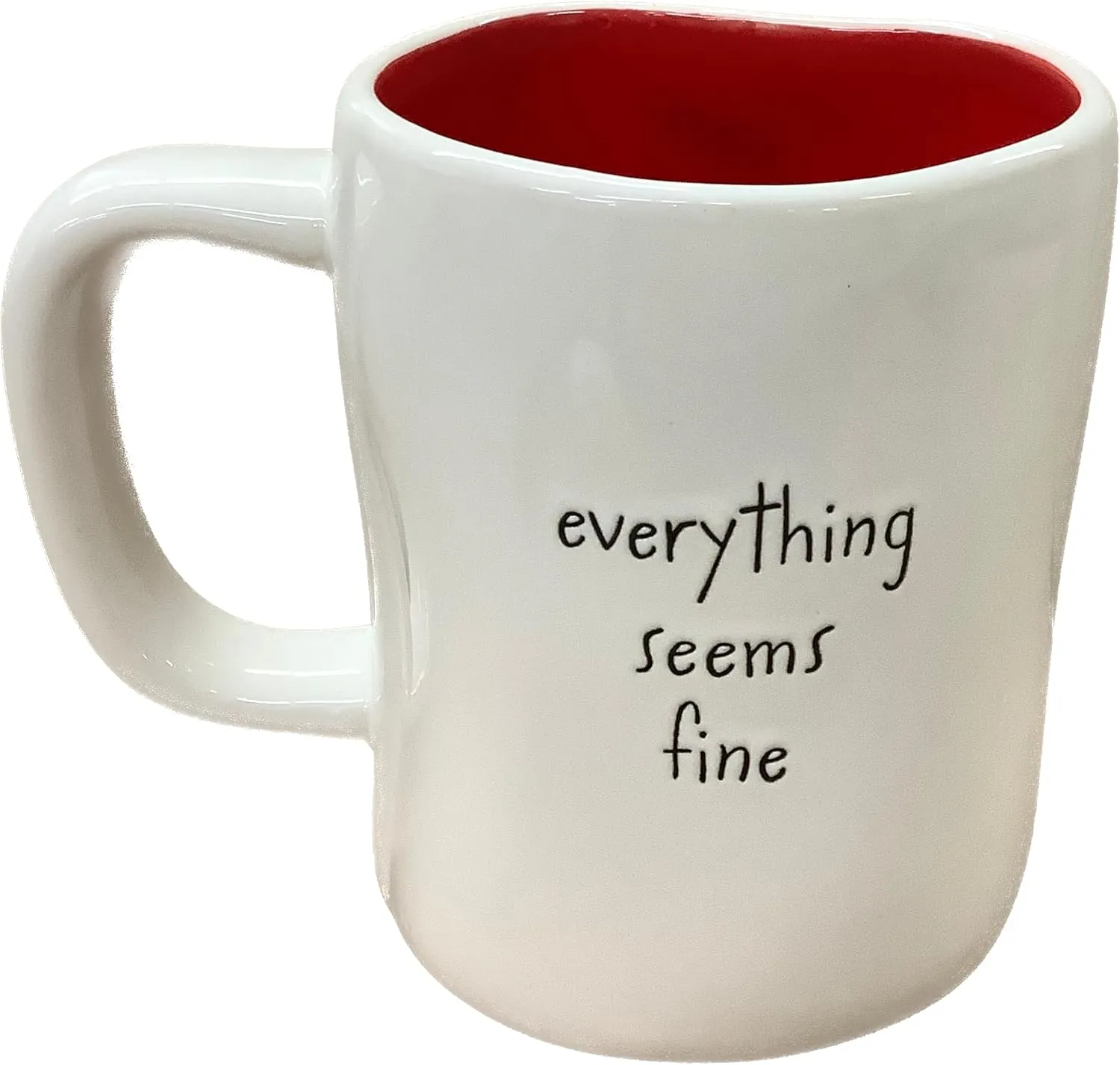 Rae Dunn x Peanuts Coffee Mug Everything Seems Fine - Kite Line Tangle, Red Interior