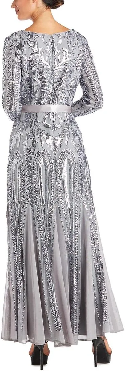 R&M Richards Womens Godet Maxi Evening Dress