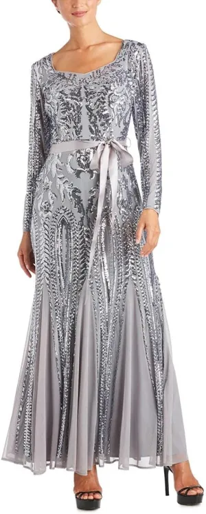 R&M Richards Womens Godet Maxi Evening Dress