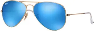 Ray-Ban RB3025 Large Aviator Sunglasses Matte Gold w/Blue Mirror (112/17) 3025 11217 62mm Authentic