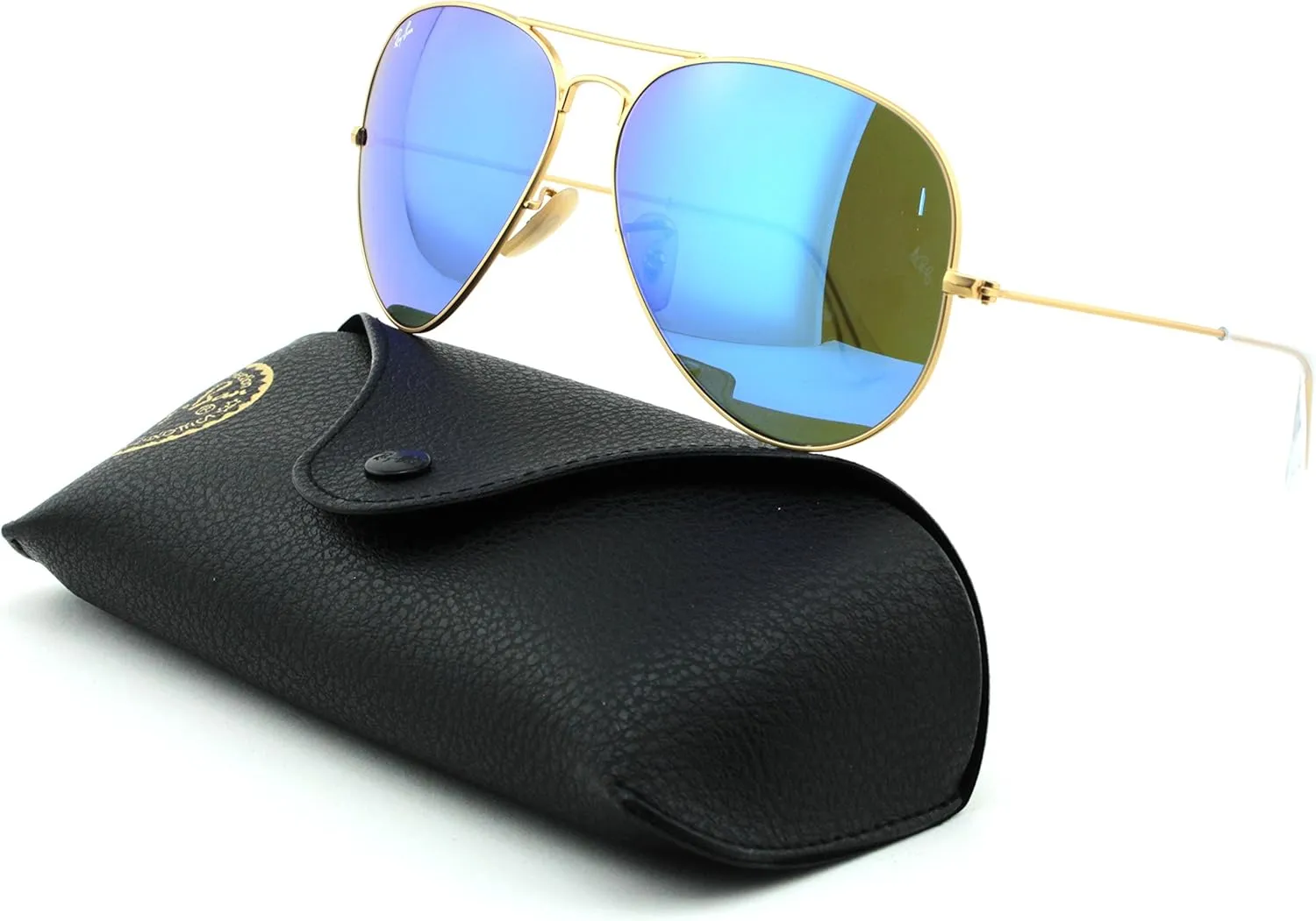 Ray-Ban WOMEN Rb3025 Classic Mirrored sunglasses, Matte Gold Frame/Crystal Green Mirror Blue Lens 112/17, Medium US