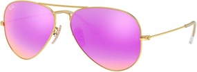 Ray-Ban RB3025 Aviator Large Metal Unisex Aviator Mirror Sunglasses (Matte Gold Frame/Green Mirror Fuxla Lens 112/4T, 58)