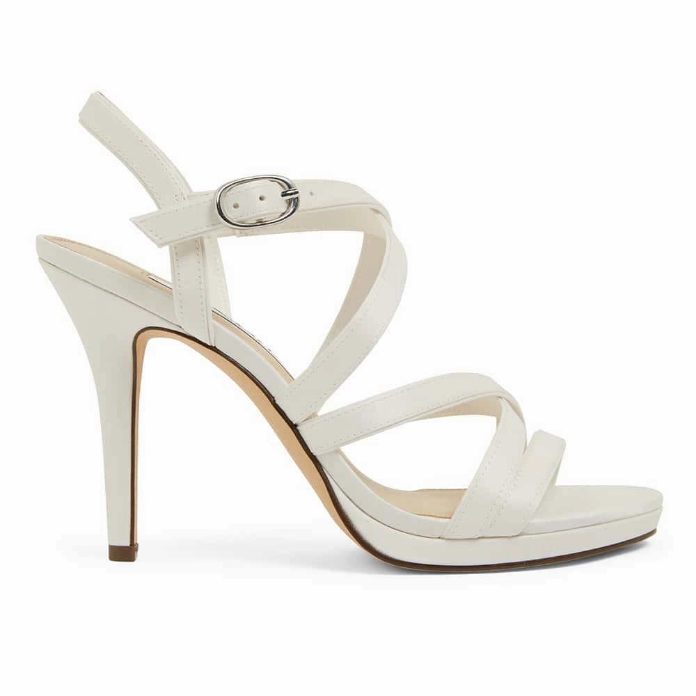 Reatha Heel in Ivory Satin