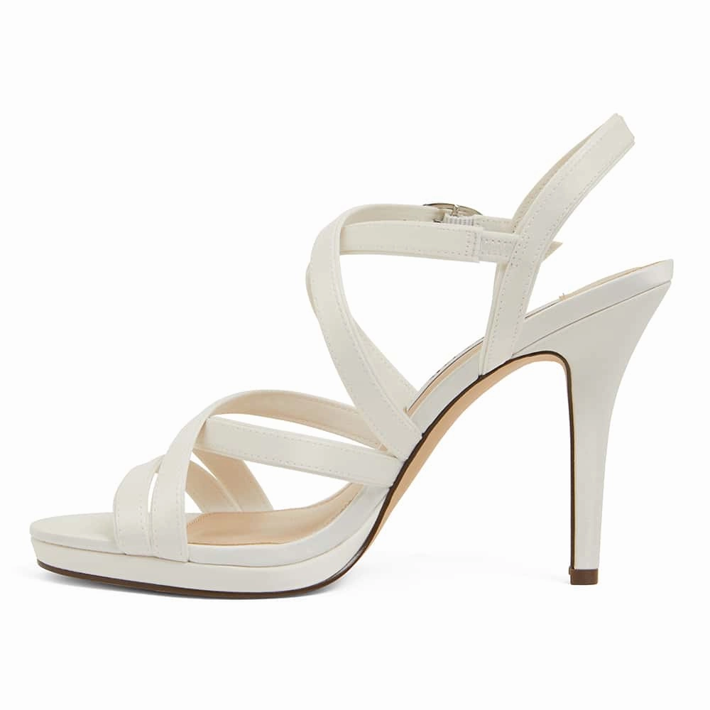 Reatha Heel in Ivory Satin