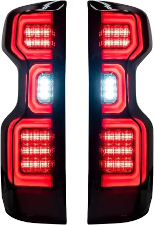 RECON - Fits 19-23 Silverado 1500 & 20-23 2500/3500 Premium OLED Tail Lights Ultra Bright Running Lights (Replaces Factory/OEM Halogen Tail Lights Only) (SMOKED LENS)
