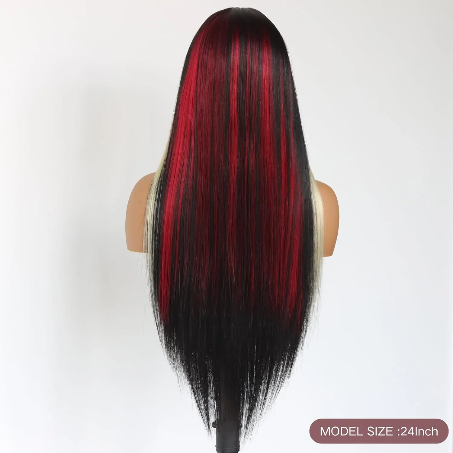 Red and Blonde Lace Front Wigs Black Wig with Red Highlights 13x4 Lace Front Wig Red Blonde and Black Wigs Pre Plucked Nature Hairline With 24 Inch 180% Density