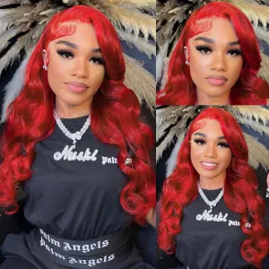 Red Lace Front Wigs Human Hair Pre Plucked with Baby Hair 13x4 Red Wig Human Hair Body Wave Colored Wigs Human Hair 200% Density Red Frontal Wigs Human Hair HD Lace 20 Inch