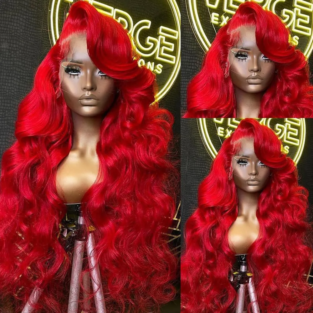 Red Lace Front Wigs Human Hair Pre Plucked with Baby Hair 13x4 Red Wig Human Hair Body Wave Colored Wigs Human Hair 200% Density Red Frontal Wigs Human Hair HD Lace 20 Inch