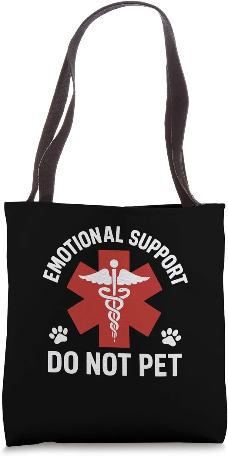 Red Medical Caduceus Emotional Support Animal Handler Tote Bag