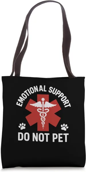 Red Medical Caduceus Emotional Support Animal Handler Tote Bag