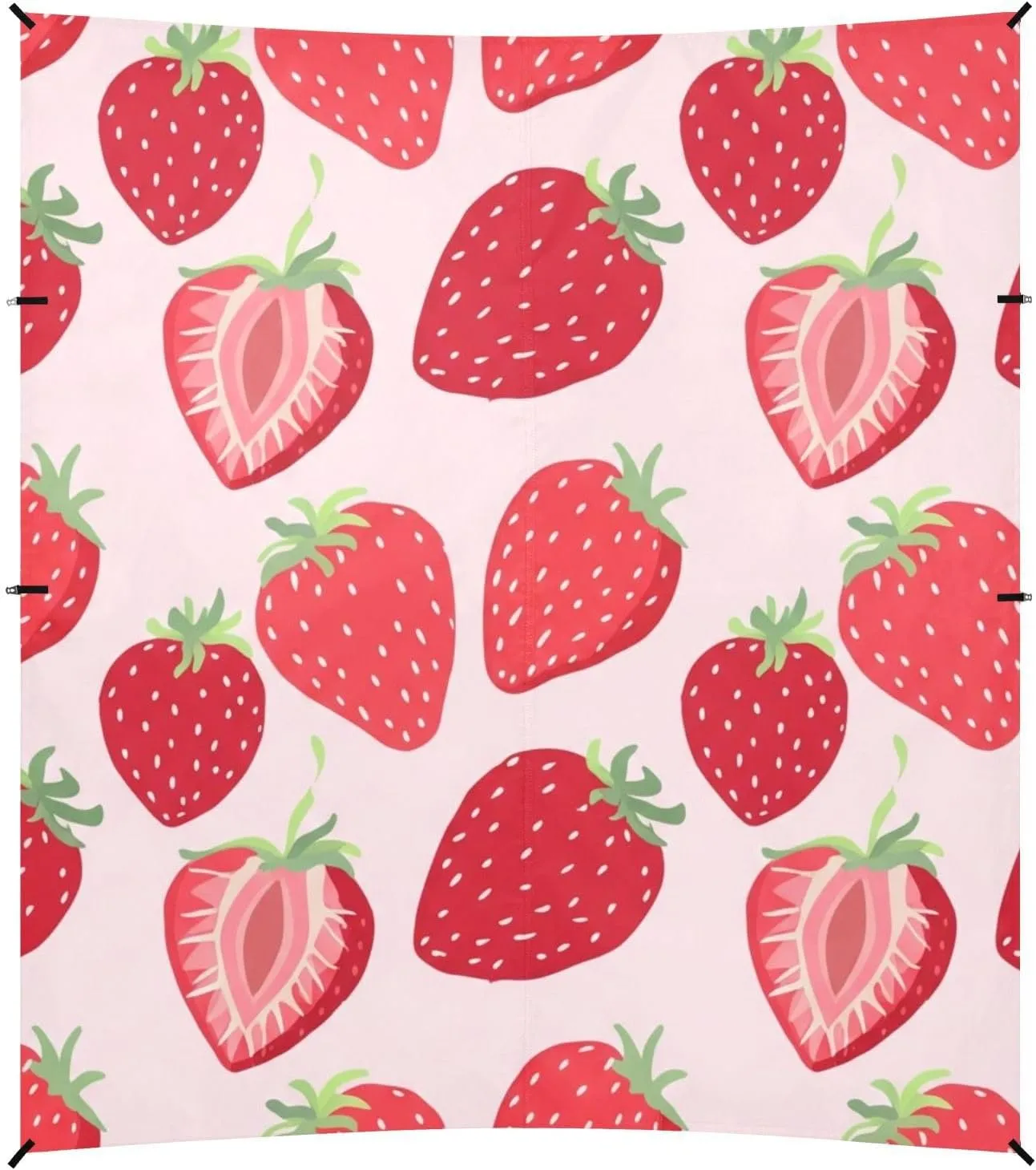 Red Strawberries Light Pink Beach Canopy Tent 9.2 × 10.5 FT Sun Shade Outdoor Patio Kids Canopies Travel Camping Sun Shelter with Poles Sandbags Easy