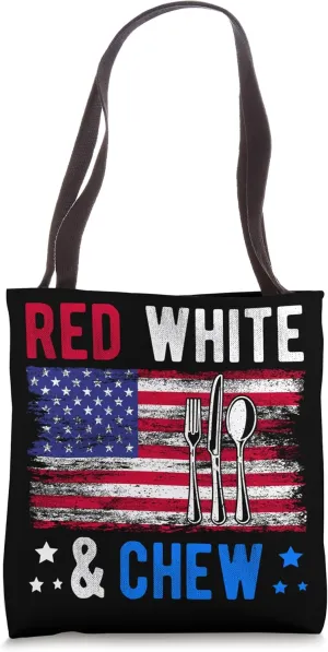 RED WHITE & CHEW Patriotic American Dining Patriot Tote Bag