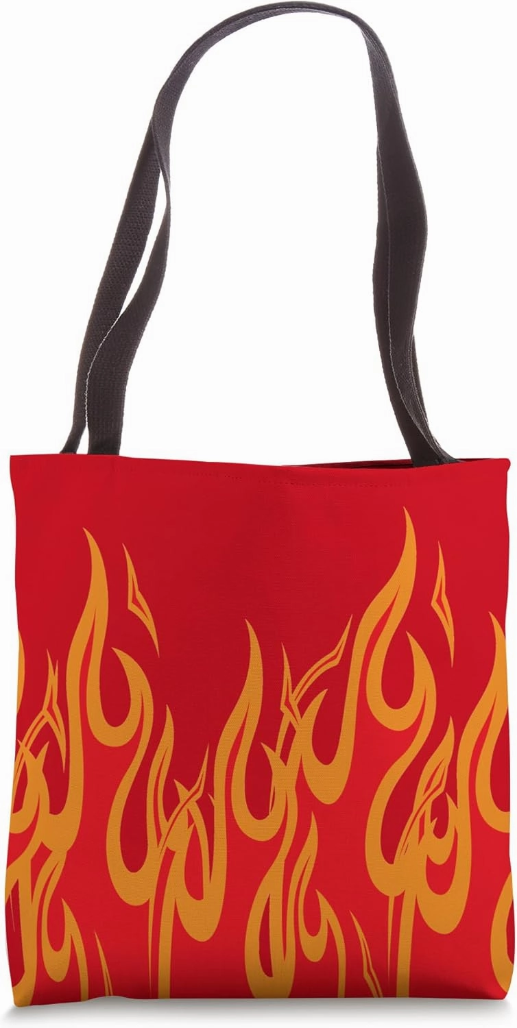 Red Flame Fire Pattern Psychedelic Aesthetic Tote Bag