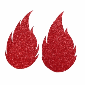 Red Glitter Flames 4 Nipple Pasties Flames Body Stickers