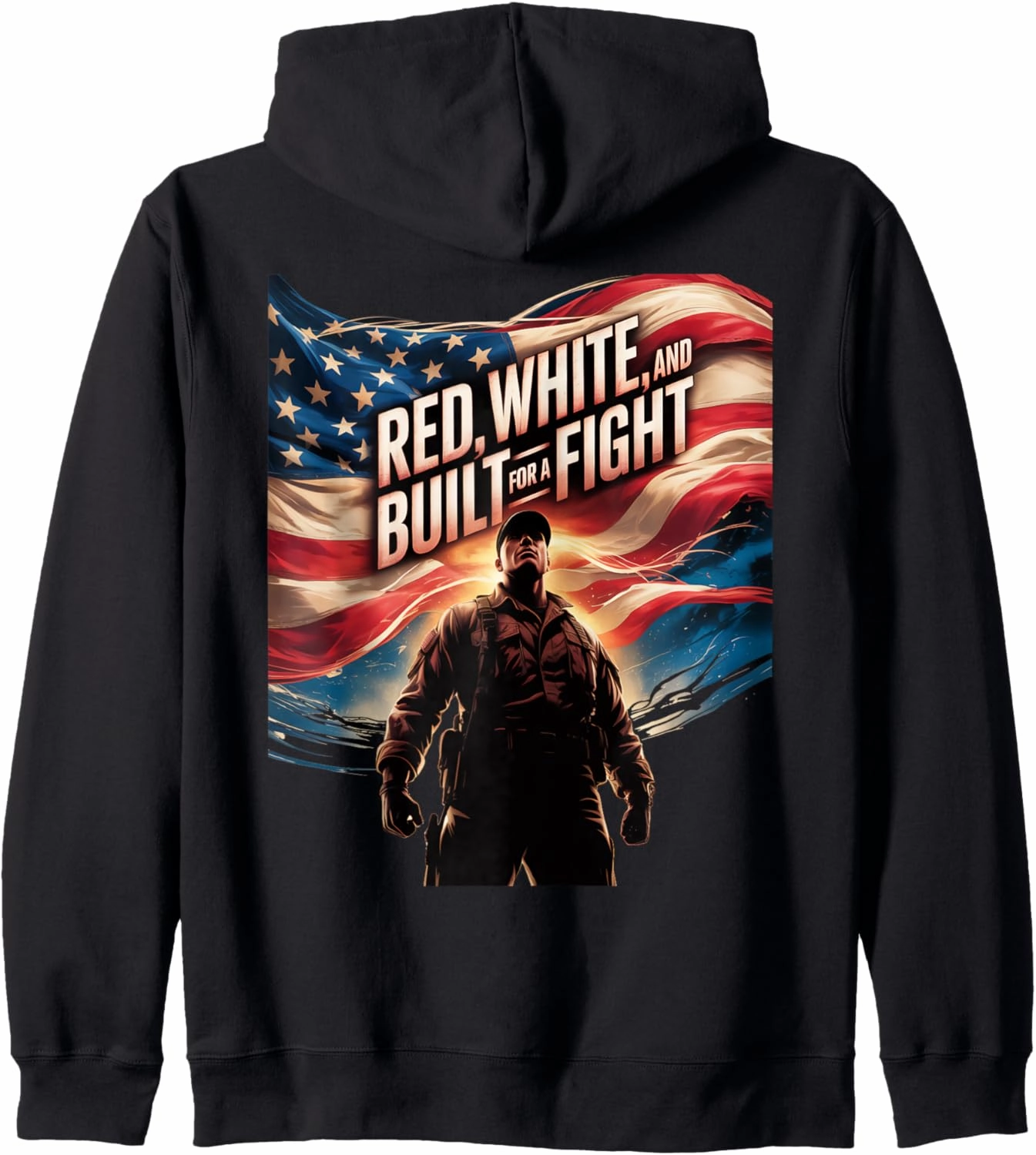 Red White and Built for a Fight Zip Hoodie