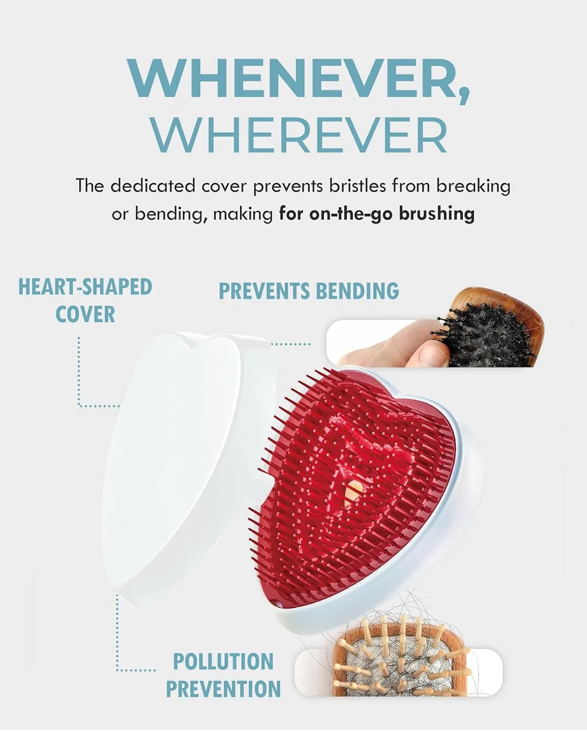 ReFa HEART BRUSH Aurora White Hair Brush for Women and Men, Heart Shaped, No Tangle, Travel Size, Small, for Thick Hair, Hair Detangler, Shining Pin Technology