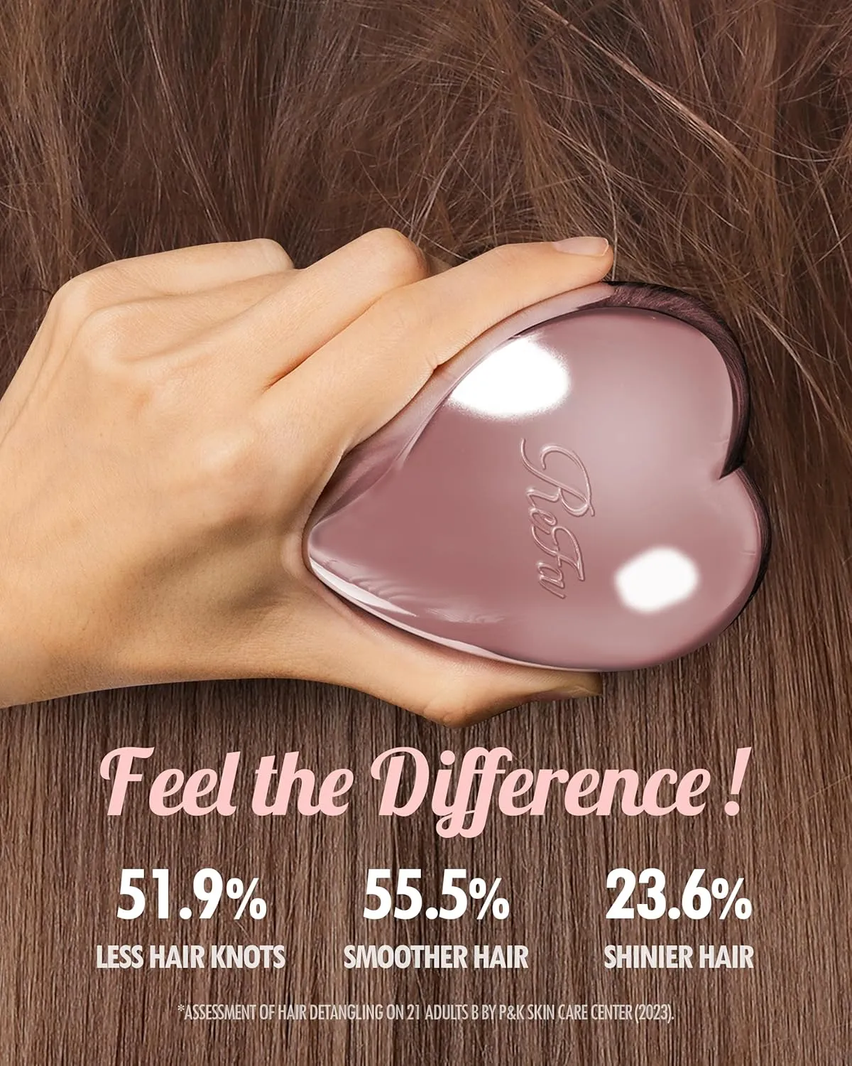 ReFa HEART BRUSH ROSE GOLD | Heart Shaped Detangling Brush for Women | Small Hair Brush for Thick Hair | Hair Detangler Brush Travel