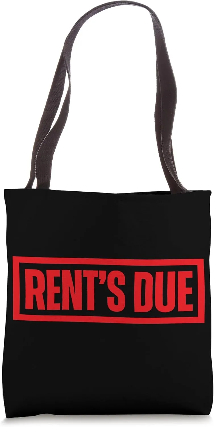 Rents Due Red Stamp Style Motivational and Humorous Design Tote Bag