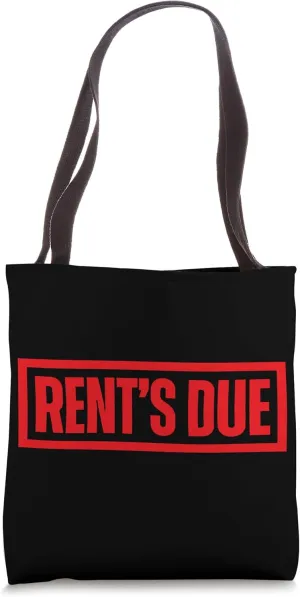 Rents Due Red Stamp Style Motivational and Humorous Design Tote Bag