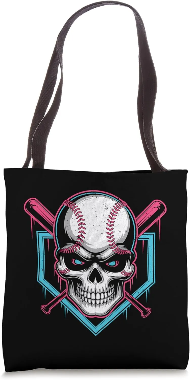 Respect The Drip Baseball Skull Crossed Bats Home Plate Boys Tote Bag