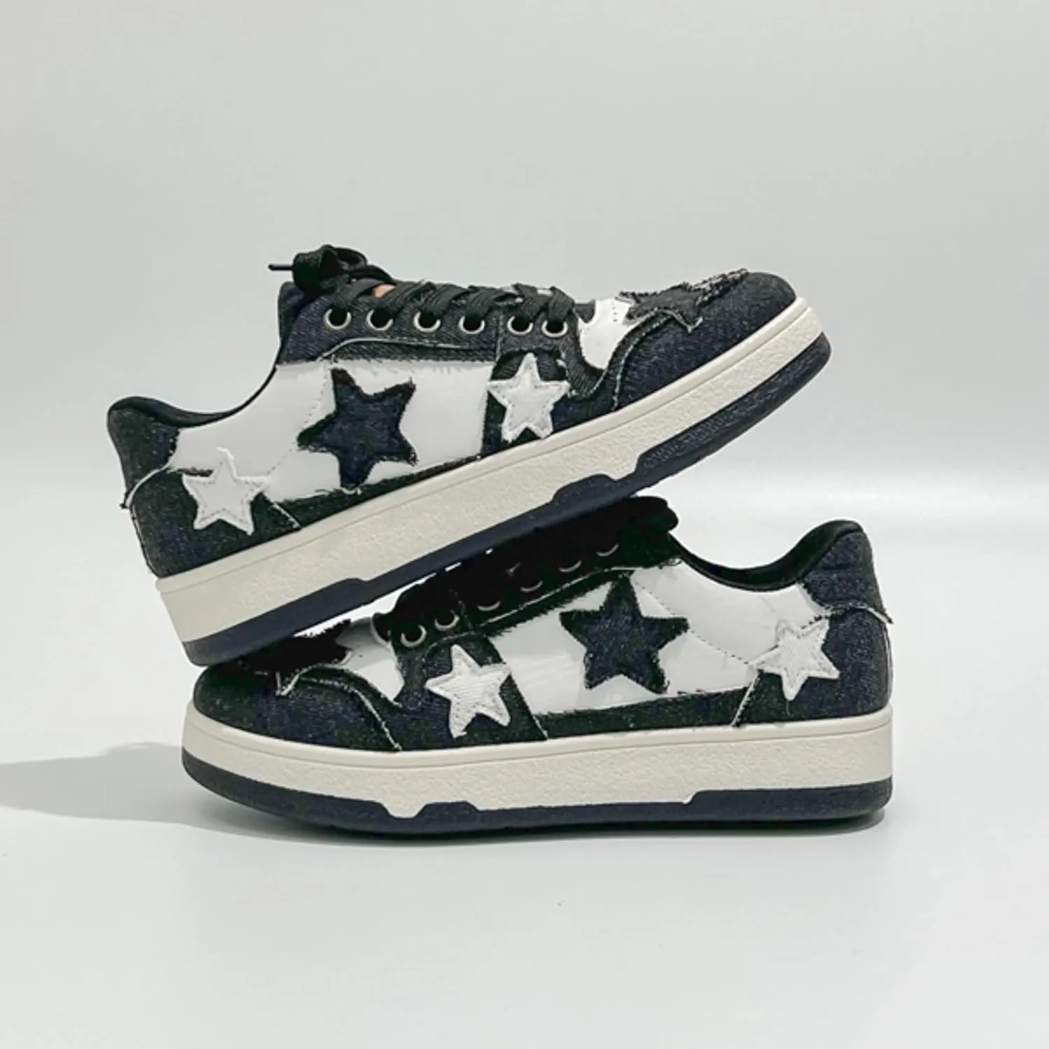 Retro Cool Star Chunky Sneakers for Women Trendy Casual Aesthetic Platform Skate Walking Shoes