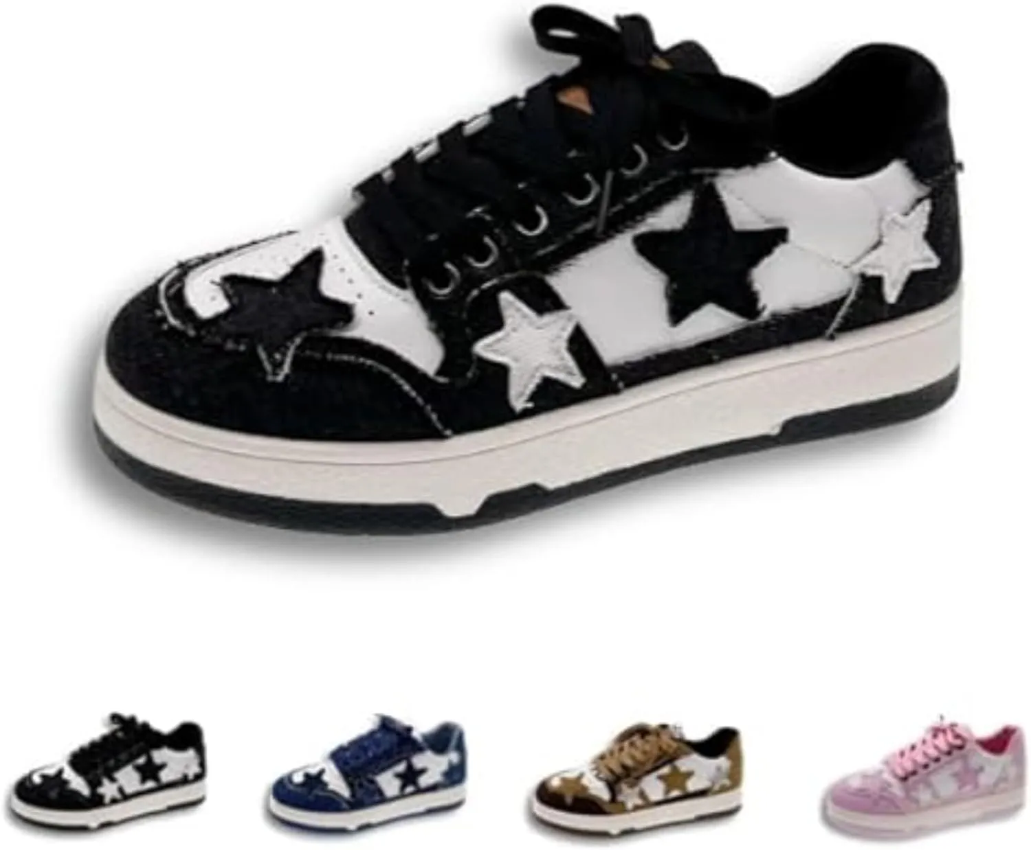 Retro Cool Star Chunky Sneakers for Women Trendy Casual Aesthetic Platform Skate Walking Shoes
