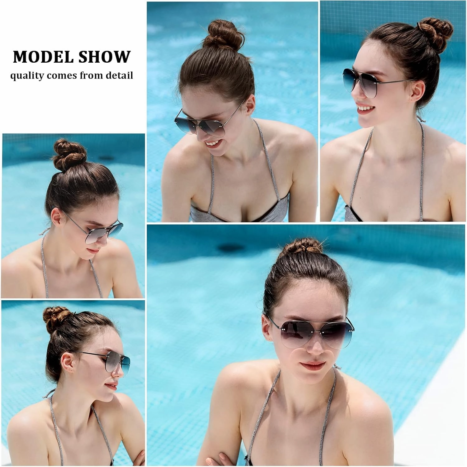 Retro Rimless Women Aviator Sunglasses Classic Lady Oversized Sun Glasses black Gradient Mirrored Lens Bold Shades