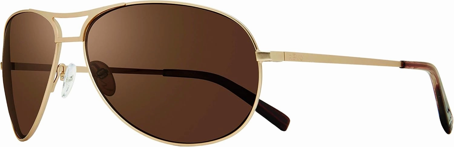 Revo Sunglasses Prosper x Bear Grylls: Polarized Lens with Bendable Metal Aviator Frame, Matte Gold Frame with Terra Lens