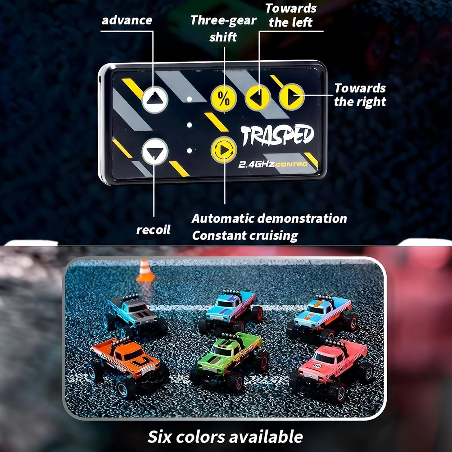 Riprush Mini Monster 1/64 - Off-Road LED Alloy Racer, 3-Speed Modes, Aerospace-Grade Alloy Construction Mini Monster Truck RC Car with Trailer (Pink)
