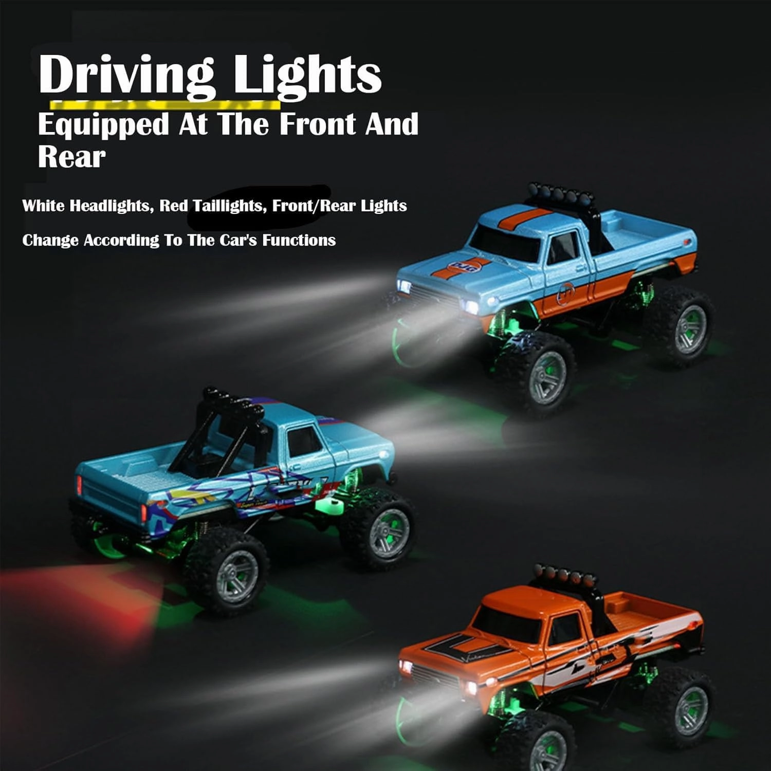 Riprush Mini Monster 1/64 - Off-Road LED Alloy Racer, 3-Speed Modes, Aerospace-Grade Alloy Construction Mini Monster Truck RC Car with Trailer (Pink)