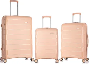 Rockland Vienna Hardside Luggage with Spinner Wheels, Champagne, 3-Piece Set (20/24/28)