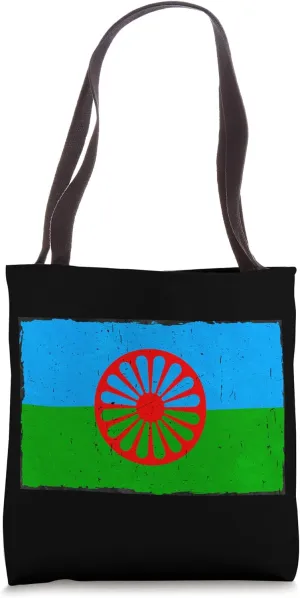 Romani Flag Emblem Blue Green Red Wheel Tote Bag