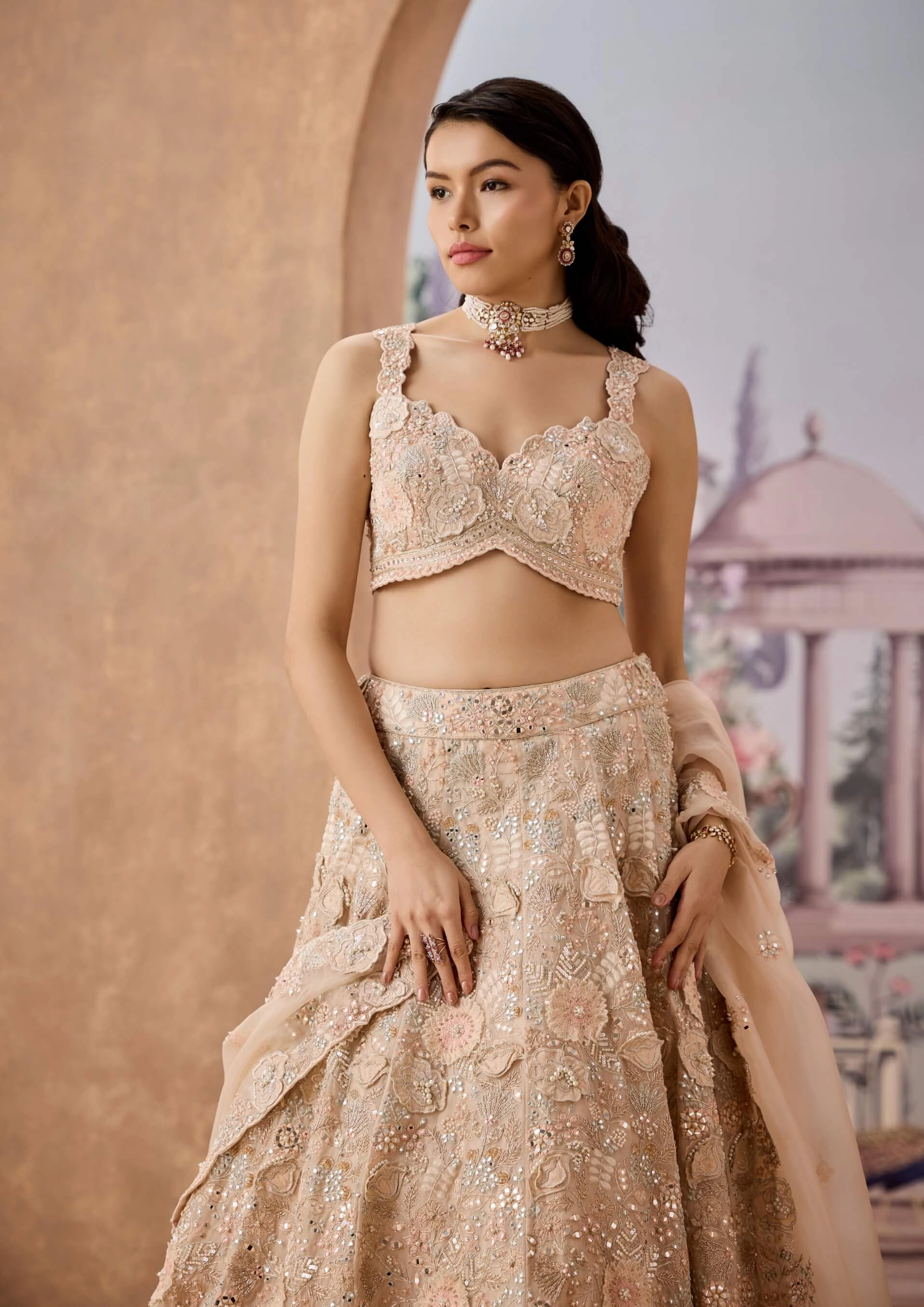 Romantic peach hued lehenga set