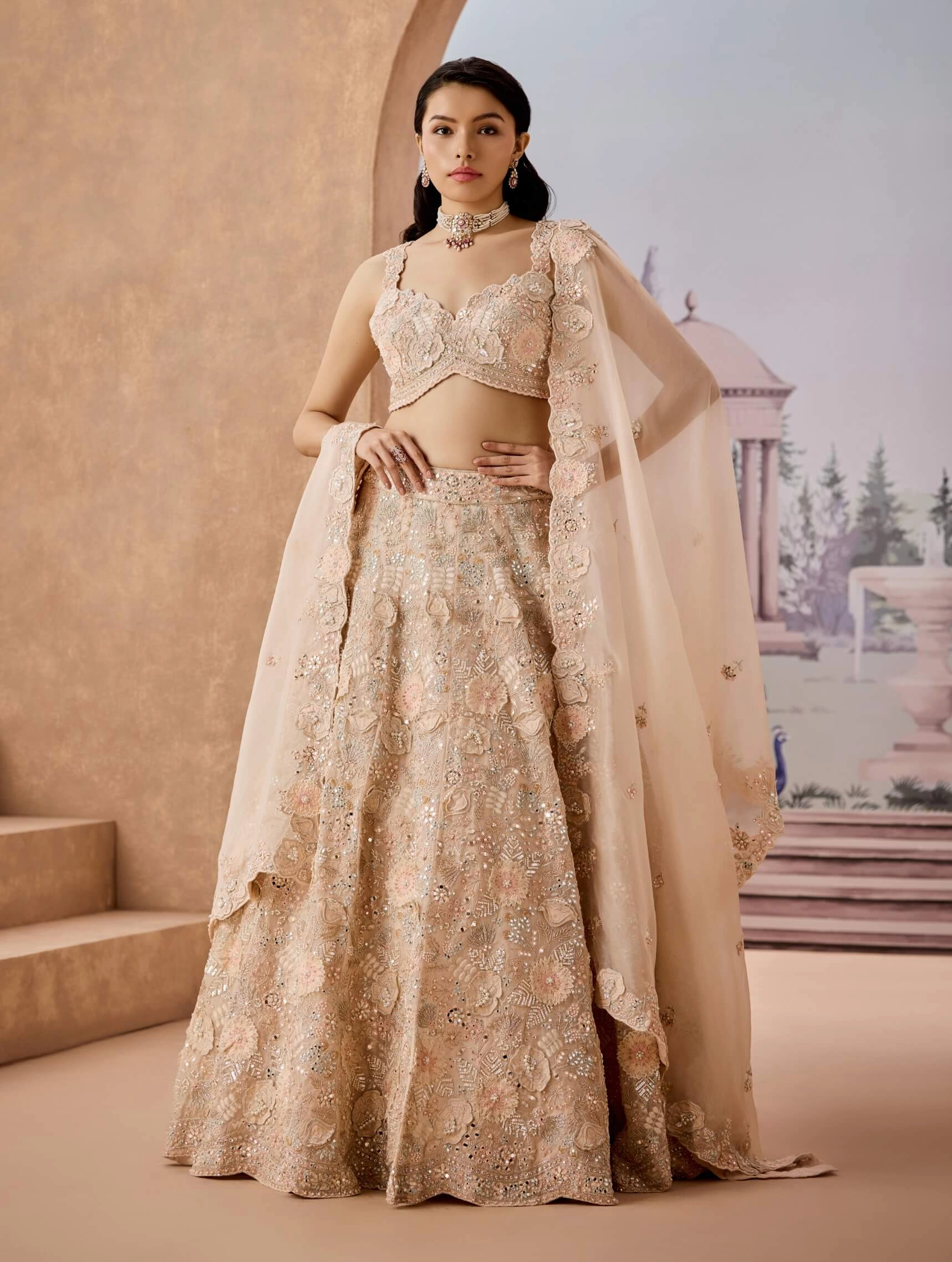 Romantic peach hued lehenga set