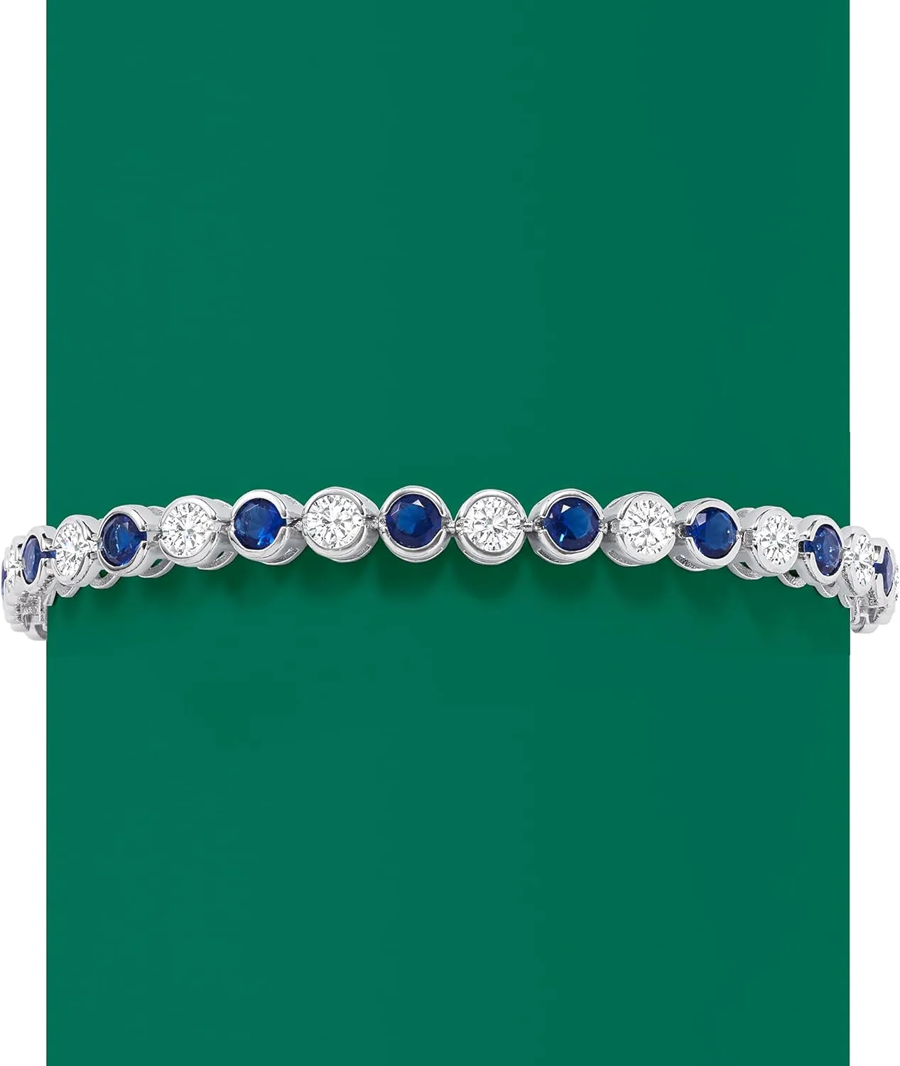 Ross-Simons 2.70 ct. t.w. CZ and 2.70 ct. t.w. and Simulated Gemstone Bezel-Set Tennis Bracelet