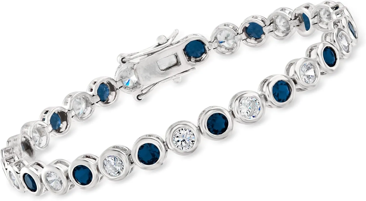 Ross-Simons 2.70 ct. t.w. CZ and 2.70 ct. t.w. and Simulated Gemstone Bezel-Set Tennis Bracelet