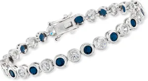 Ross-Simons 2.70 ct. t.w. CZ and 2.70 ct. t.w. and Simulated Gemstone Bezel-Set Tennis Bracelet