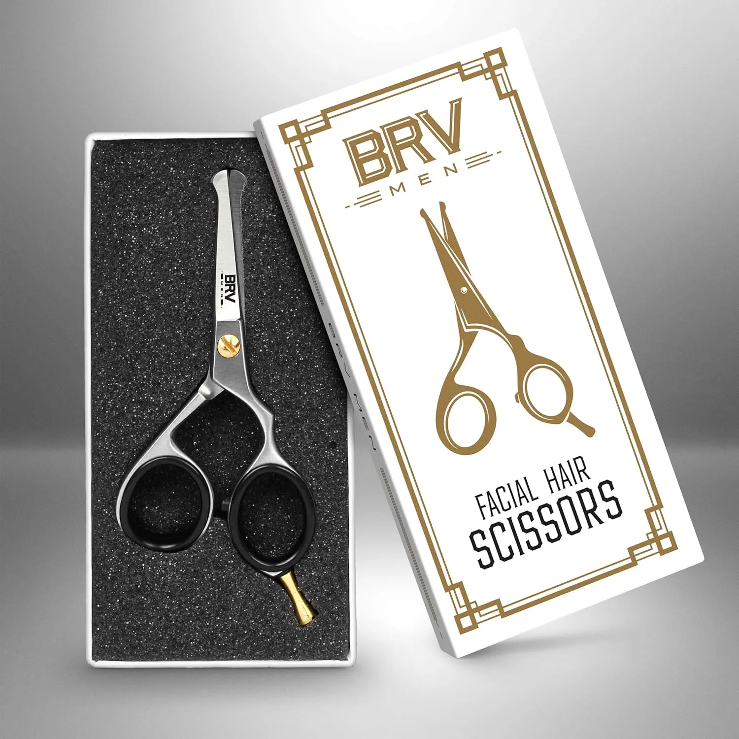 Rounded-Tip Small Trim Scissors for Men 4.2" | High Carbon Stainless Steel | Nose Hair for Men | Professional Grooming Scissors for Beard, Mustache & Ear Hair - RIGHT HANDED (Silver)