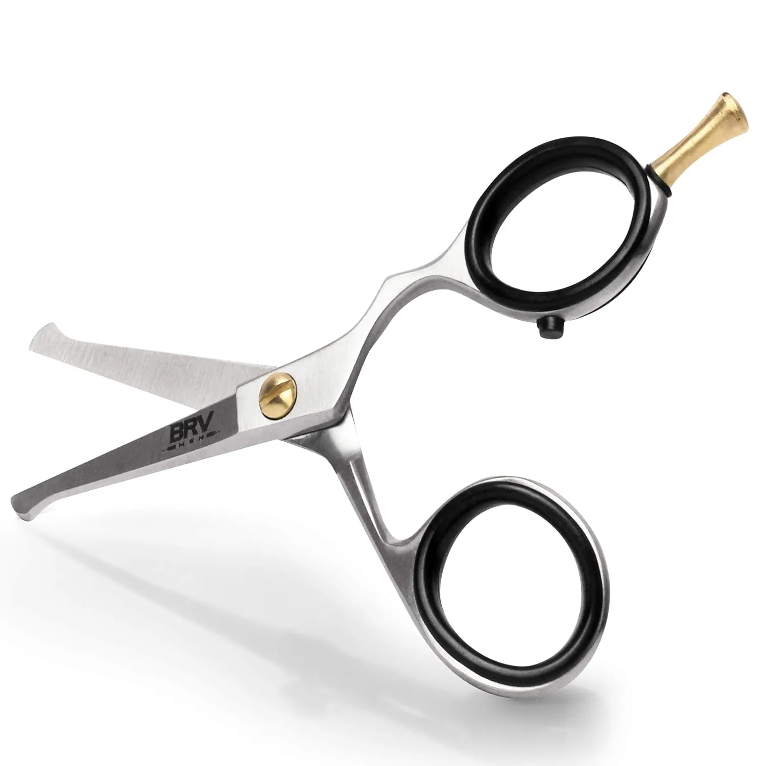 Rounded-Tip Small Trim Scissors for Men 4.2" | High Carbon Stainless Steel | Nose Hair for Men | Professional Grooming Scissors for Beard, Mustache & Ear Hair - RIGHT HANDED (Silver)