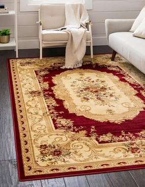 Rugs.com Chateau Collection Rug – 2' x 3' Red Medium Rug Perfect for Entryways, Kitchens, Breakfast Nooks, Accent Pieces
