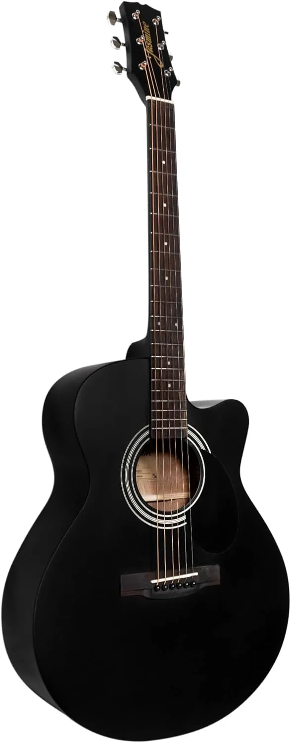 S34C Orchestra Acoustic Guitar - Black Bundle with Gig Bag, Tuner, Strings, Strap, Picks, Austin Bazaar Instructional DVD, and Polishing Cloth