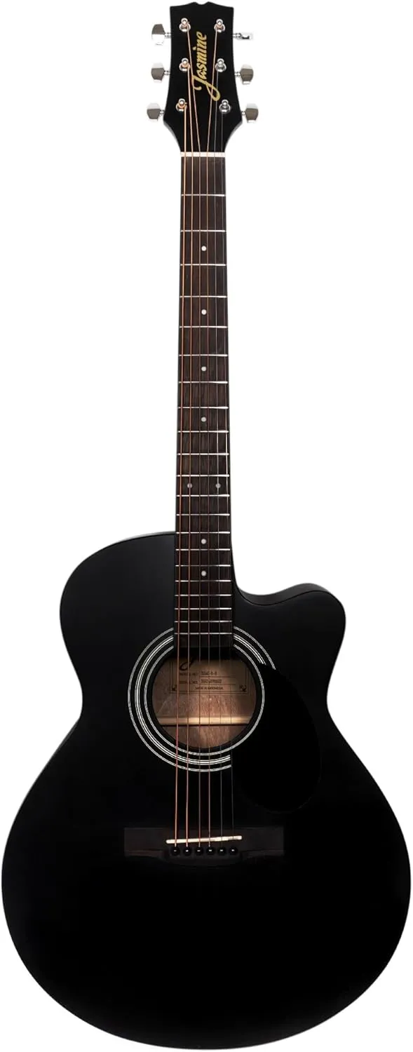 S34C Orchestra Acoustic Guitar - Black Bundle with Gig Bag, Tuner, Strings, Strap, Picks, Austin Bazaar Instructional DVD, and Polishing Cloth