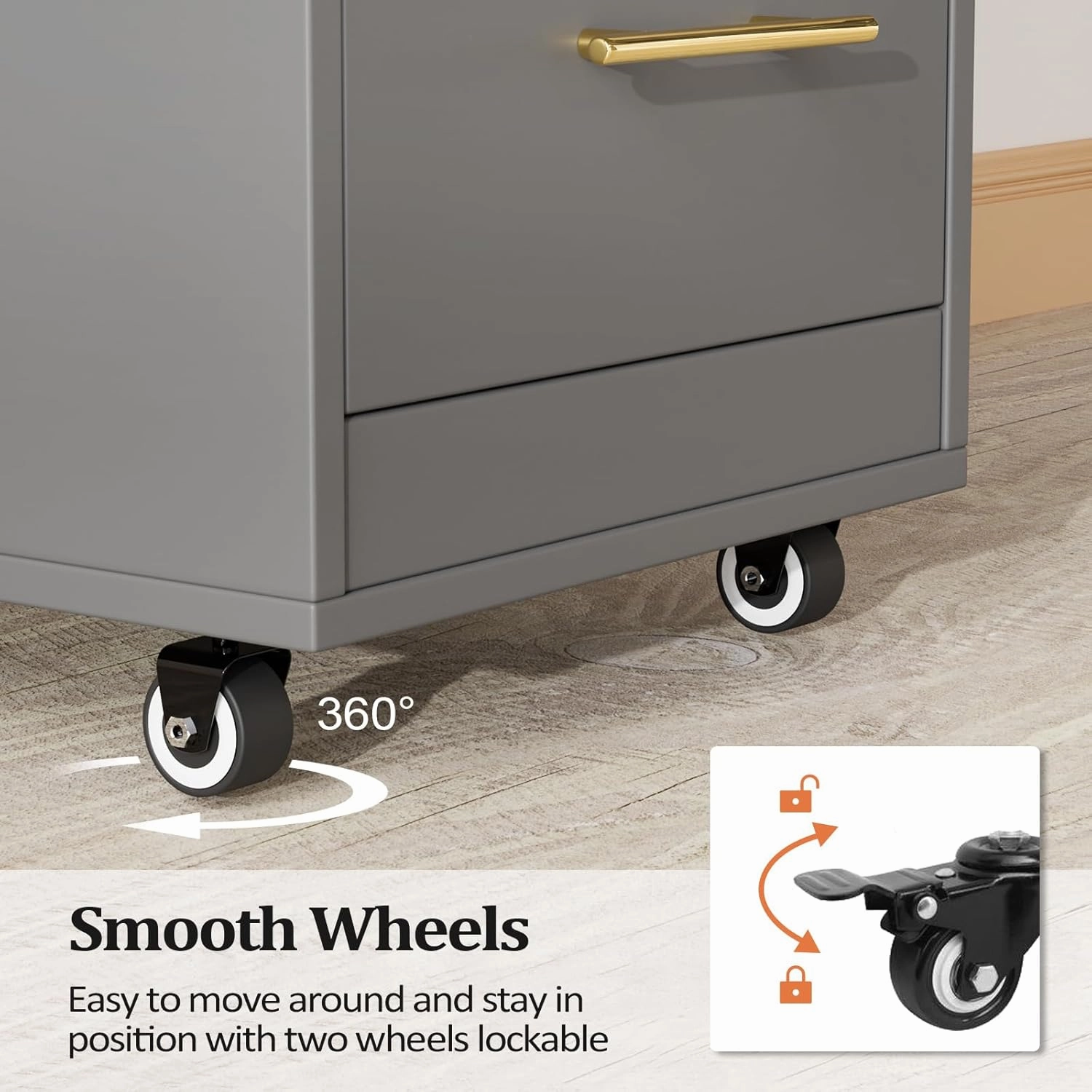 Salon Trolley Cart with Wheels, Wooden Hair Storage Cabinet, Stylist Cart Mobile Hairdressing Barber Station for Beauty Spa Barbershop, 3 Large Drawers, 3 Hot Tool Holders, Grey